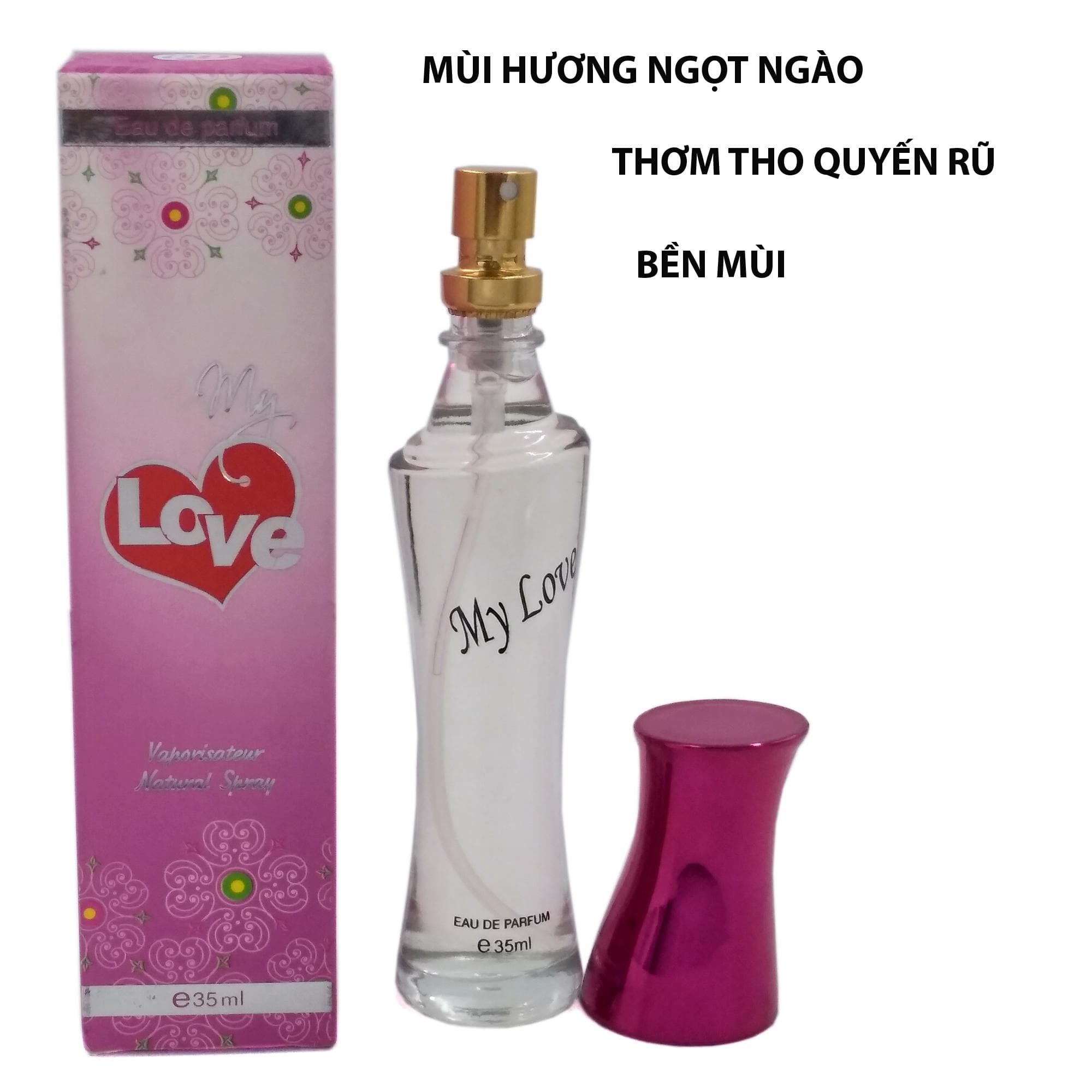 Nước hoa nữ My Love mùi ngọt ngào chai 35ml màu hồng đậm