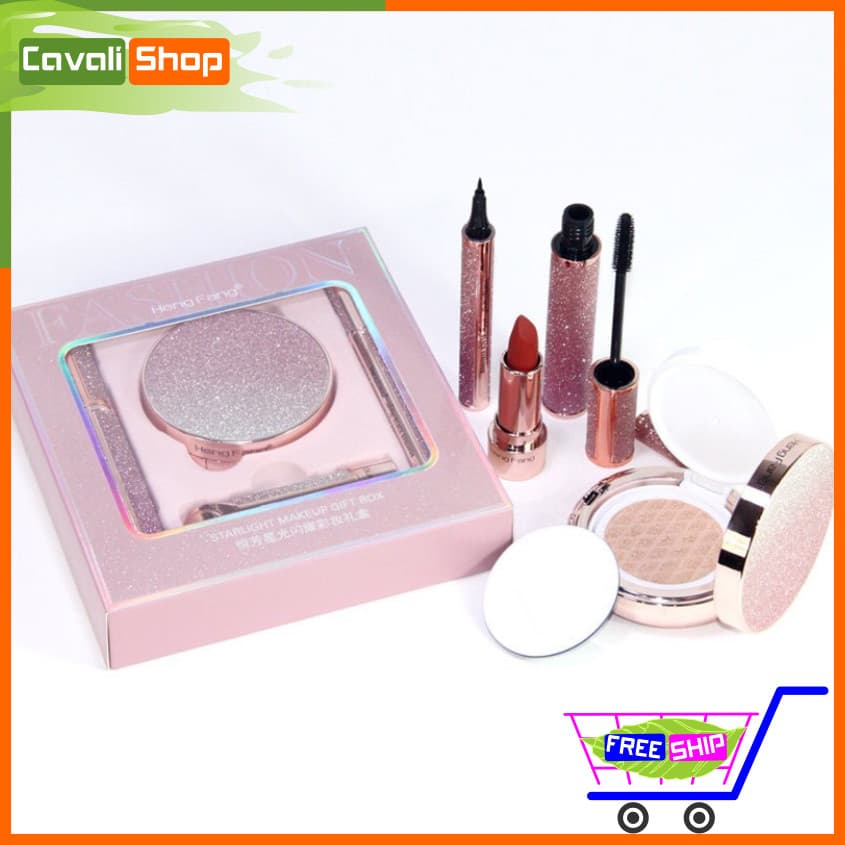 Set trang điểm Star Hengfang 4 món - Cavali - gồm ( Bút kẻ mắt + Mascara + Son + Phấn nước ) siêu tiện lợi
