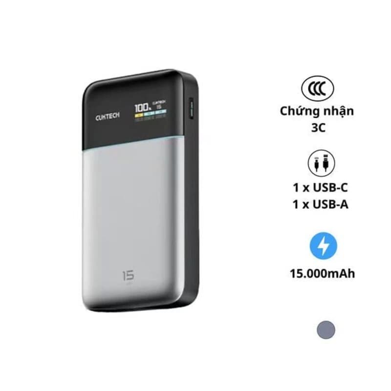 Sạc dự phòng Cuktech 15 Air có màn hình 15000mAh 100W PB150S