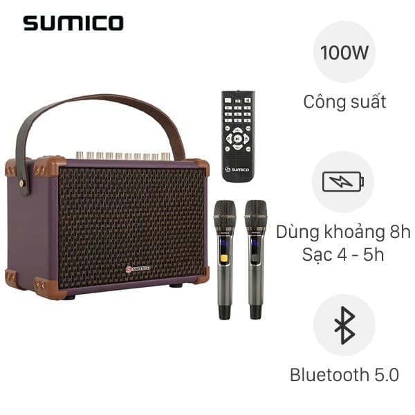 Loa karaoke xách tay Sumico BELLA 42 Purple 100W