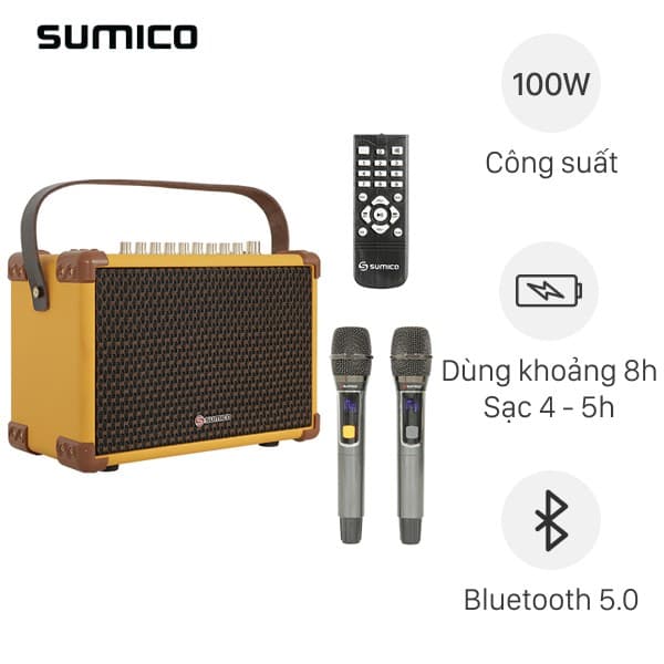 Loa karaoke xách tay Sumico BELLA 42 Yellow 100W