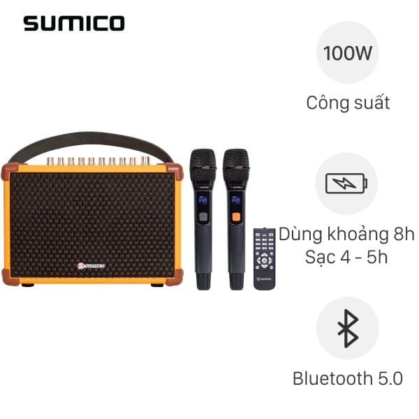 Loa karaoke xách tay Sumico BELLA 42 Yellow 100W