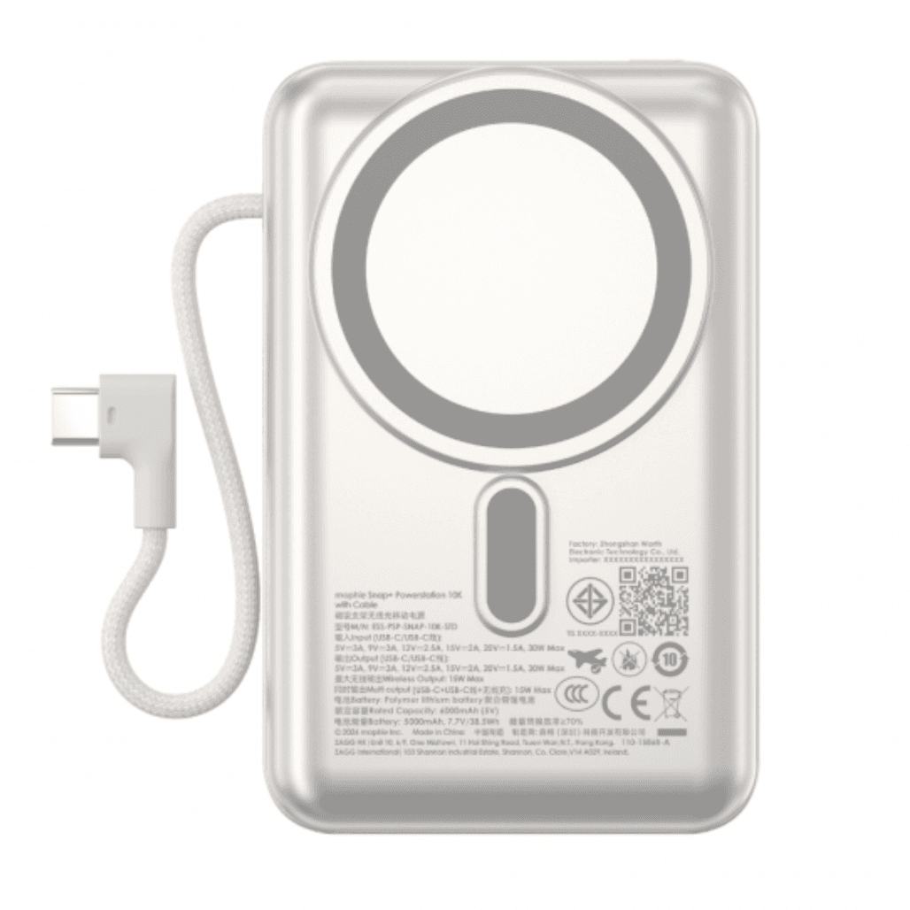 Pin sạc dự phòng Mophie Essentials Snap+ 10.000mAh có chân đứng và cáp USB-C