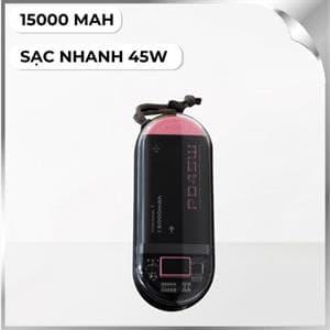 Pin sạc dự phòng Polymer 15000mAh Type C PD QC 45W IDMIX P15CIPRO kèm cáp Lightning và Type-C - Đen Hồng
