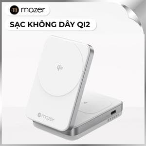 Đế sạc nhanh không dây 2 in 1 Qi2 20W Mazer M-qi2-MagFold02-WH