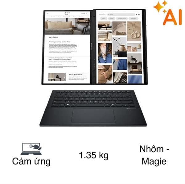 Asus Zenbook DUO UX8406CA - PZ109WS (Ultra 9 285H, 32GB, 1TB, 2.8K OLED 120Hz, Cảm ứng, OfficeH24+365, Win11)