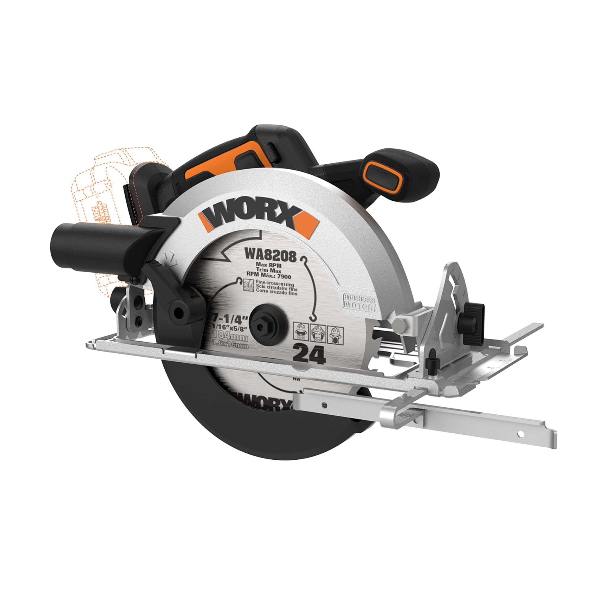 Worx Nitro WX520L.9 20V Power Share 7.25" Cordless Circular Saw with Brushless Motor (Tool Only)