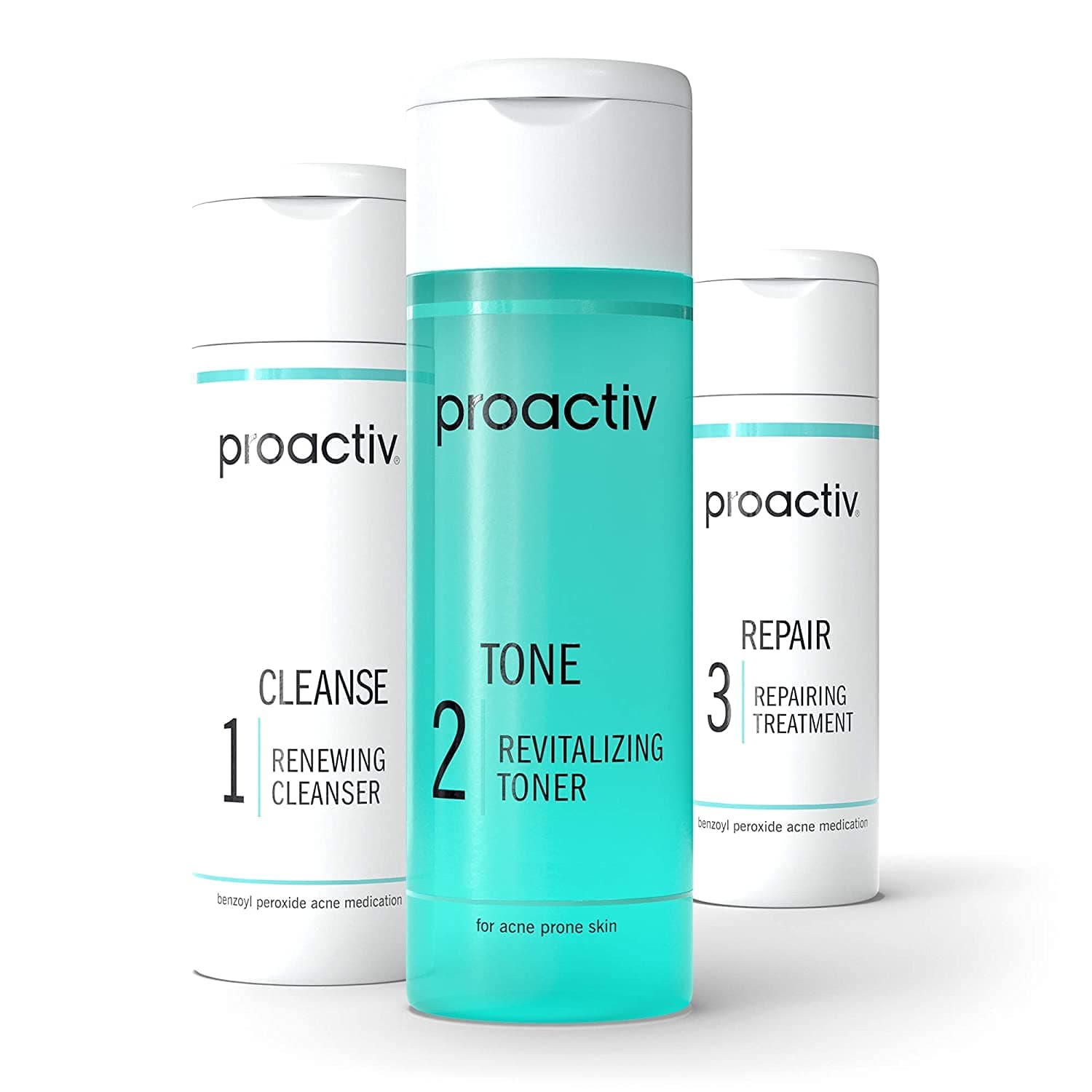 Proactiv 3 Step Acne Treatment - Benzoyl Peroxide Face Wash, Repairing Acne Spot Treatment for Face And Body, Exfoliating Toner - 60 Day Complete A...