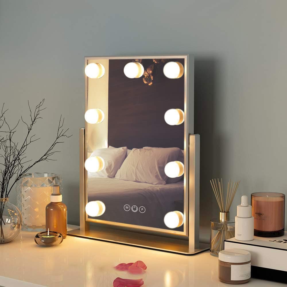 FENCHILIN Hollywood Mirror with Light Large Lighted Makeup Mirror Vanity Makeup Mirror Smart Touch Control 3Colors Dimable Light Detachable 10X Mag...