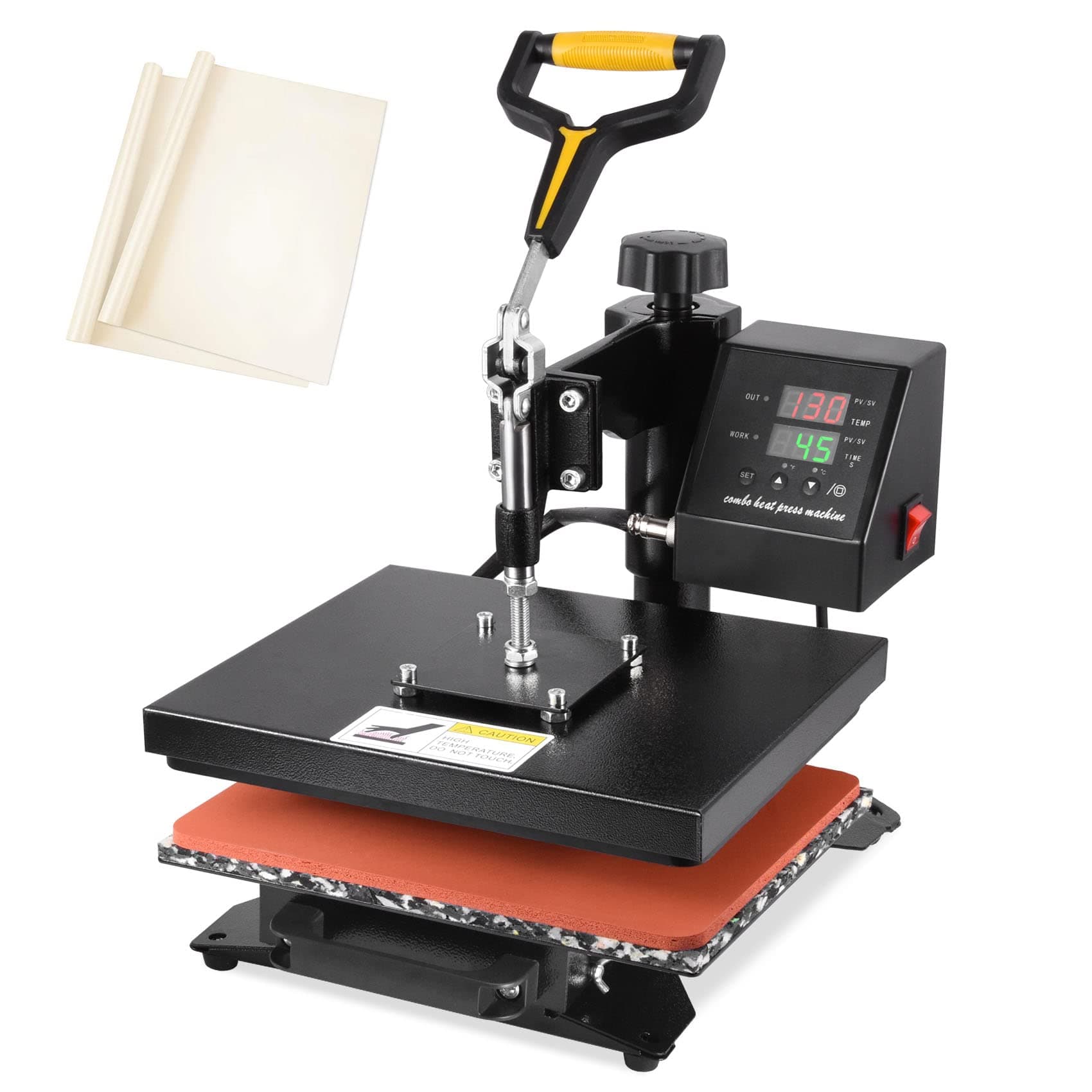 Seeutek Heat Press 12" X 10" Professional Heat Transfer Digital Sublimation Machine 360 Degree Swing Away for T Shirts with Bonus 2 Teflon ...