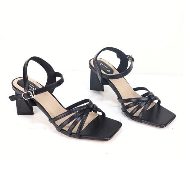 Giày Sandal Gót Trụ 6cm Cillie Màu Đen 1227-Den (Store 5703)