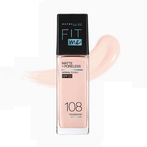Kem Nền Kiềm Dầu Chống Nắng Maybelline Fit Me Matte+Poreless SPF22 108 Light Porcelain 30ml