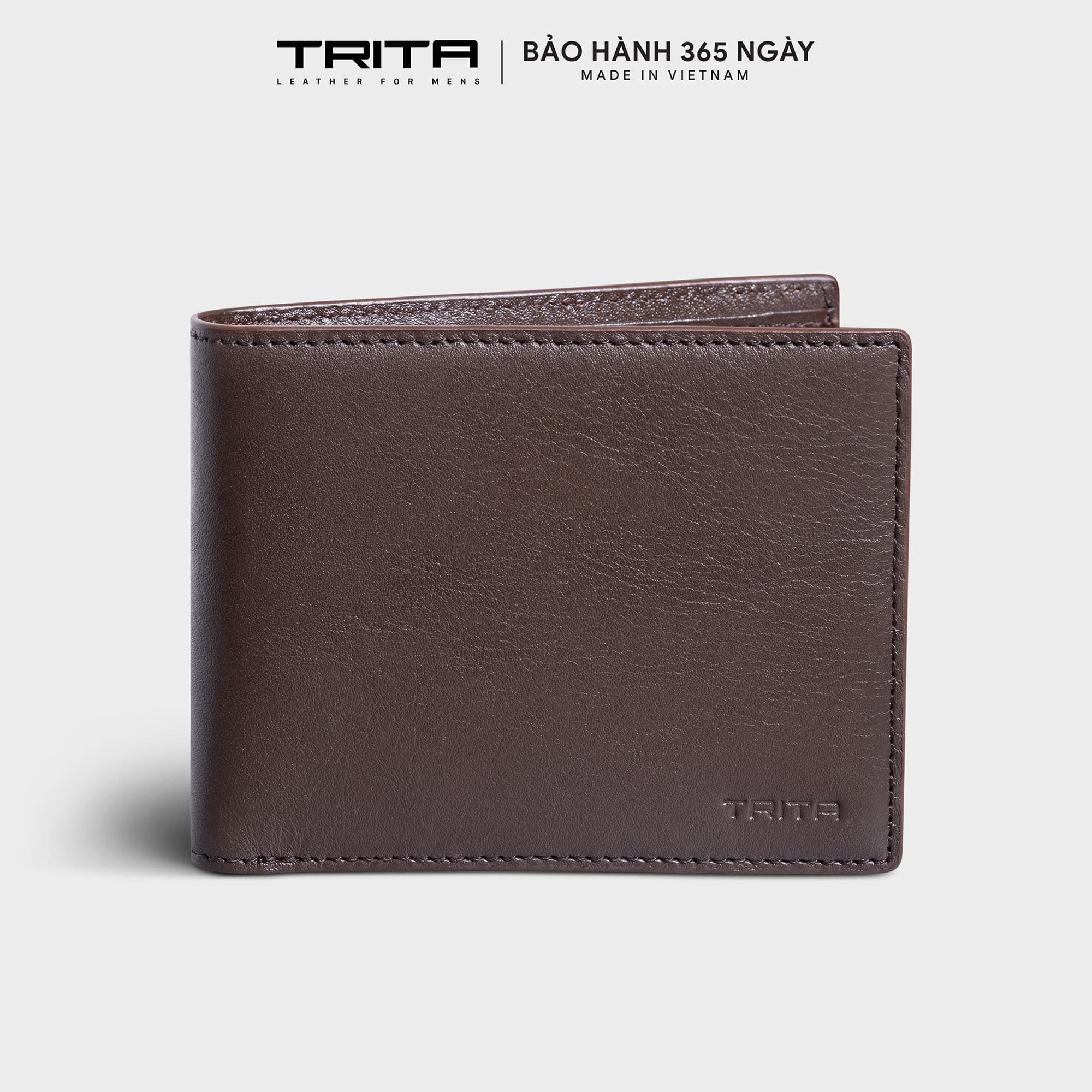 Ví nam da bò Trita Thời trang nam dáng ngang basic - Ví da RVN23 - Màu nâu