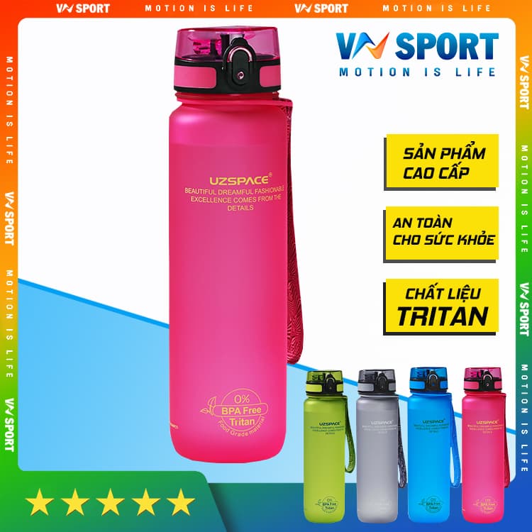 Bình Nước Thể Thao Chất Liệu TriTan UZSPACE - BPA Free An Toàn Cho Sức Khỏe, Chịu nhiệt -20C96C 500ml, 650ml, 1000ml - Hồng - 500ml