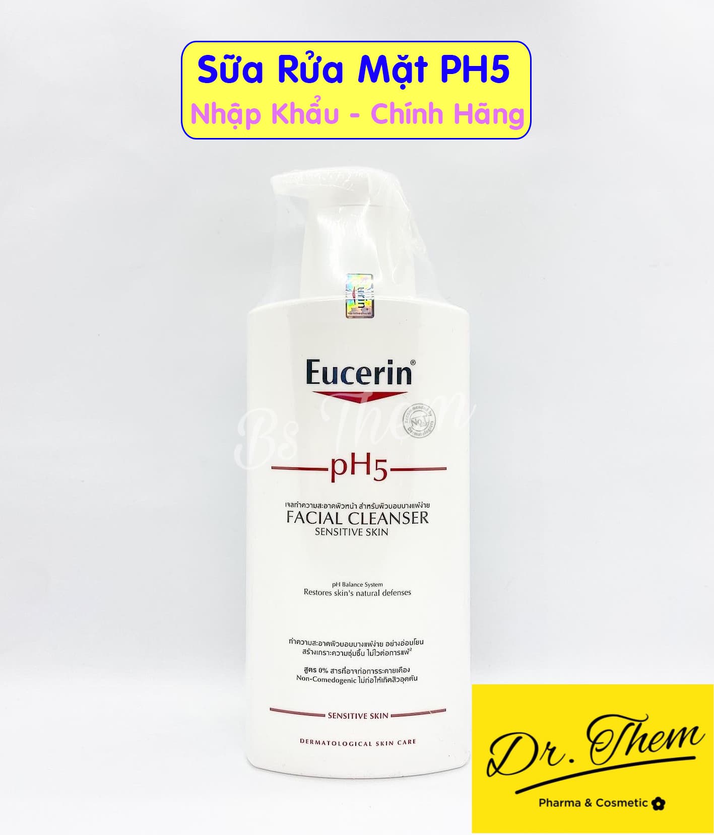 Sữa Rửa Mặt Eucerin pH5 Cho Da Nhạy Cảm Facial Cleanser - Eucerin PH5 Facial Cleanser Sensitive Skin 400ml