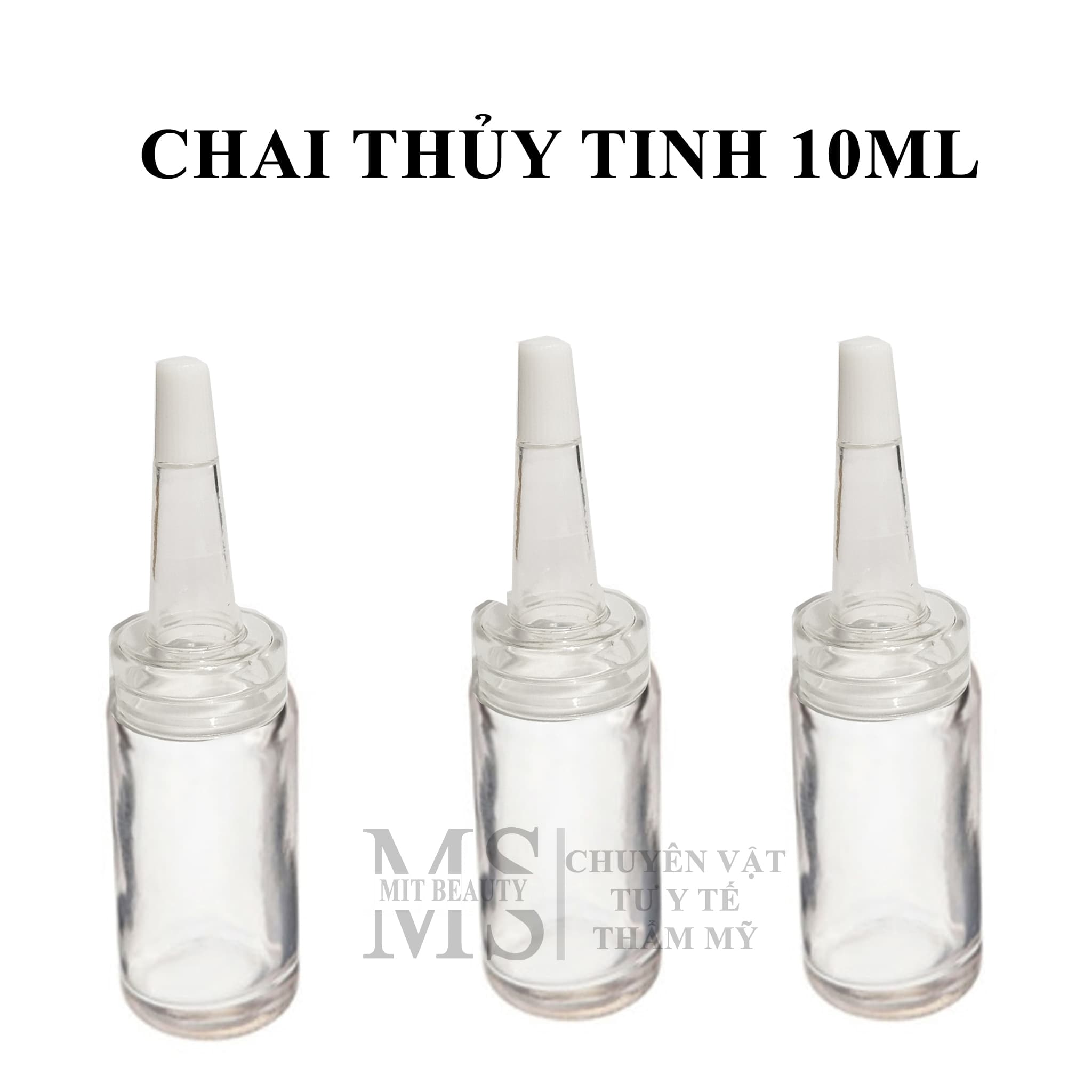 Combo 10 chai thủy tinh 10cc + 10 nắp nhựa lọ thủy tinh trắng 10ml chiết serum tế bào gốc tinh chất